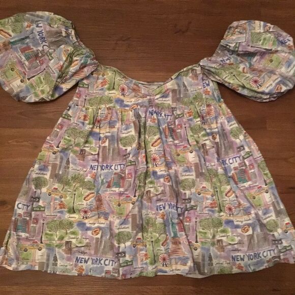 Madeline Marie Customized Handmade NYC graphic Puff Sleeve Baby Doll Dress - Picture 4 of 7